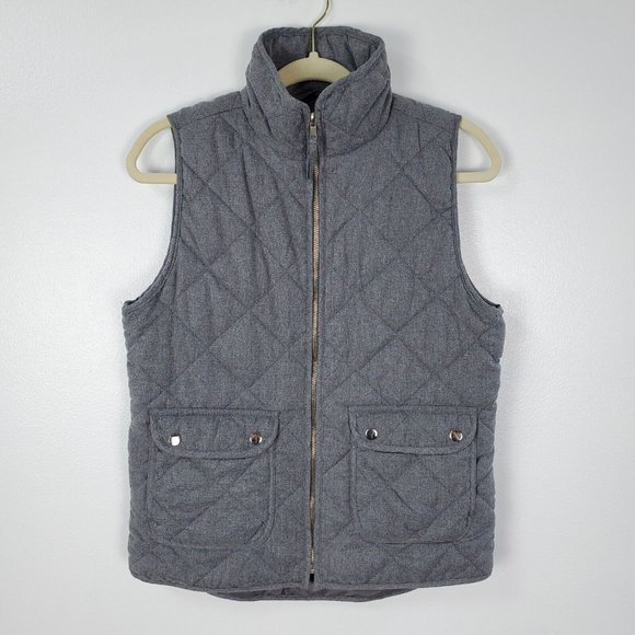 Thread & Supply Jackets & Blazers - Thread & Supply Womens Vest Small Gray Quilted Full Zip Pockets Gold Outdoors